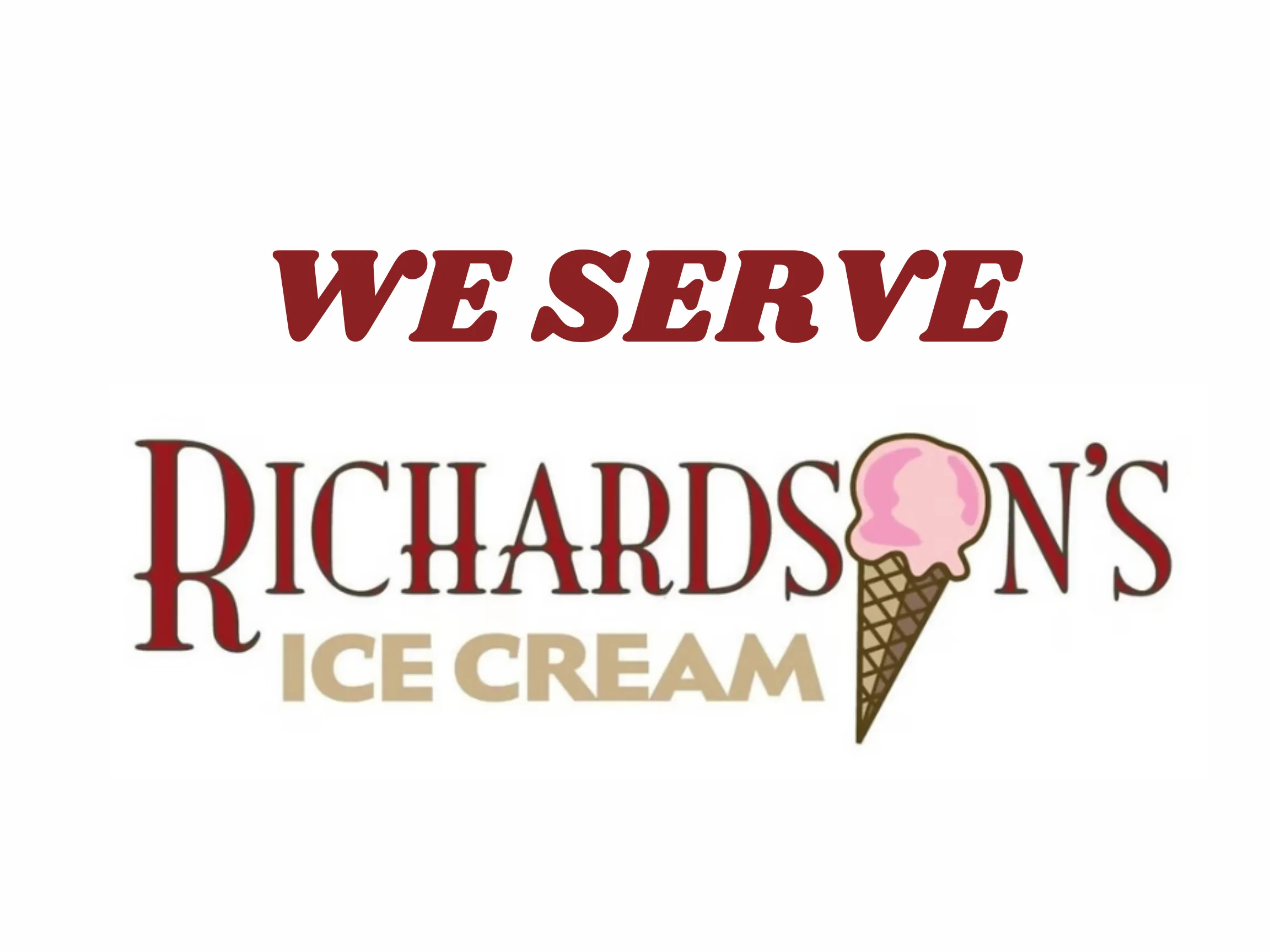 We serve Richardson's Ice Cream logo with a cone and pink ice cream.