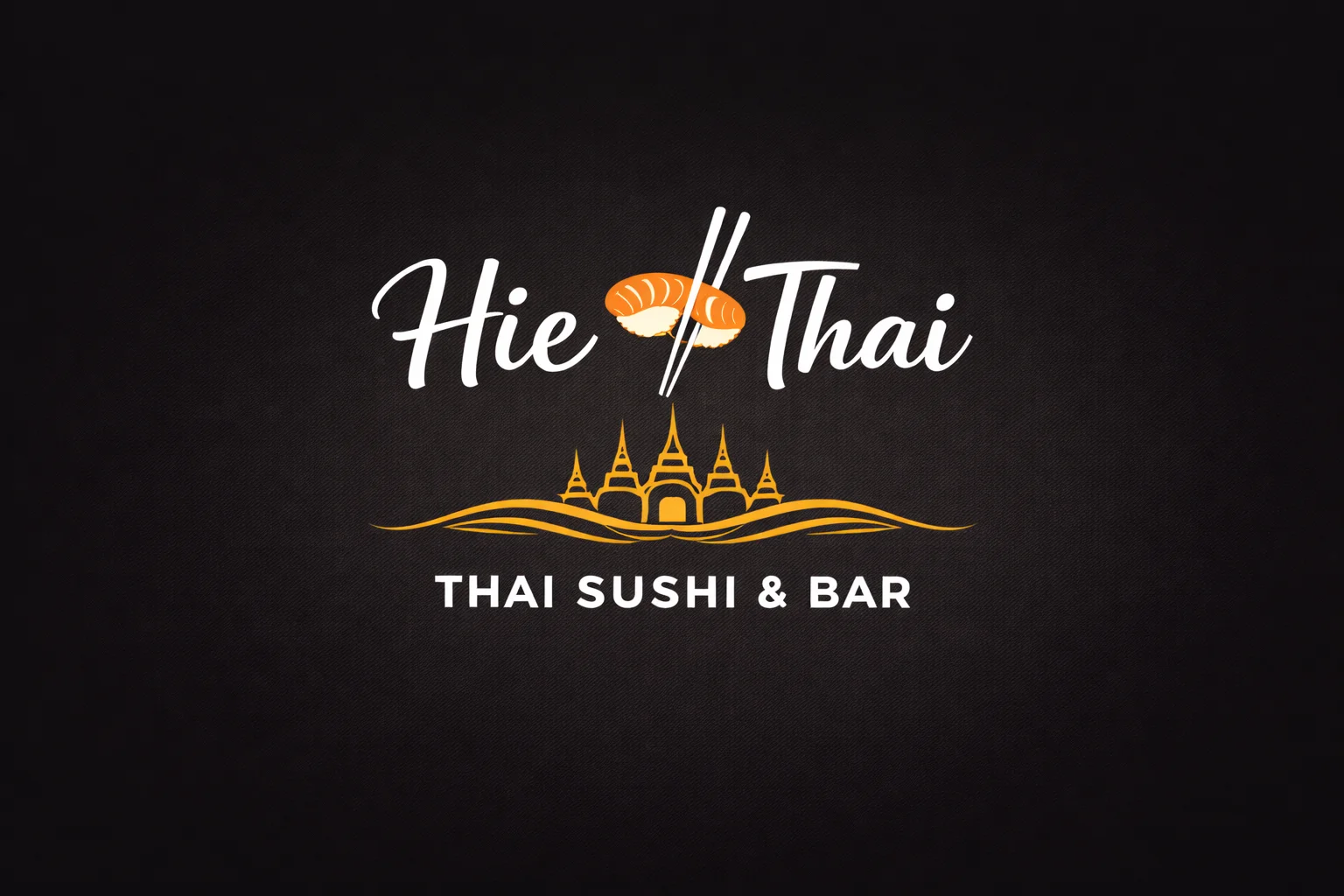 Logo of Hie Thai Thai Sushi & Bar with sushi and Thai architecture design