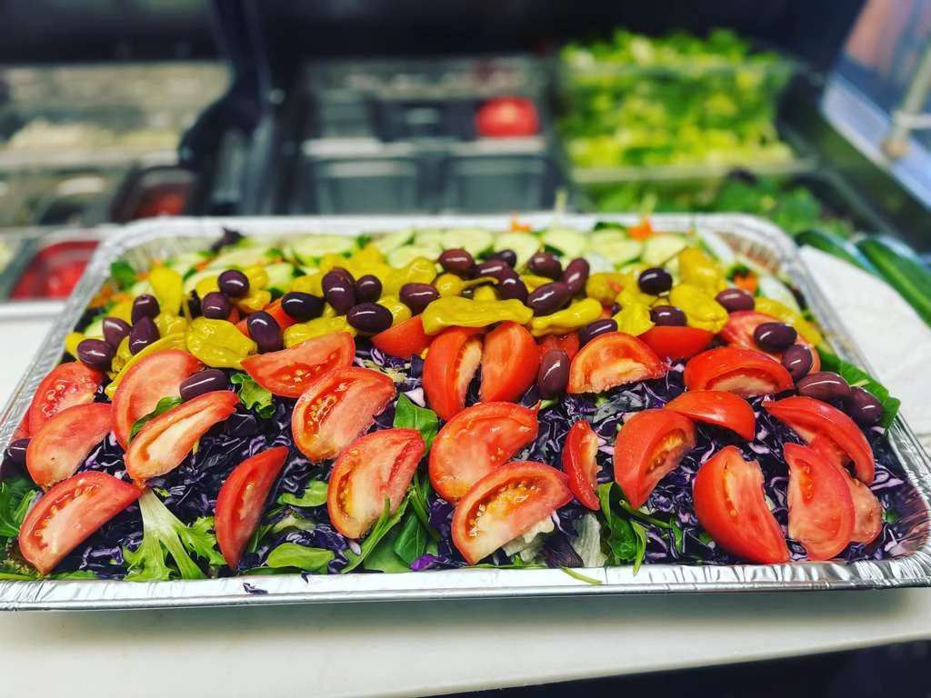 Vibrant Mediterranean salad platter with fresh vegetables