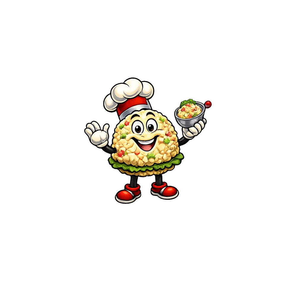 Cheerful cartoon chef character with a bowl of salad