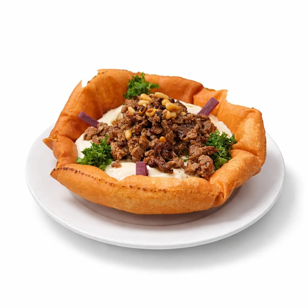 Lebanese kibbeh served in a crispy shell