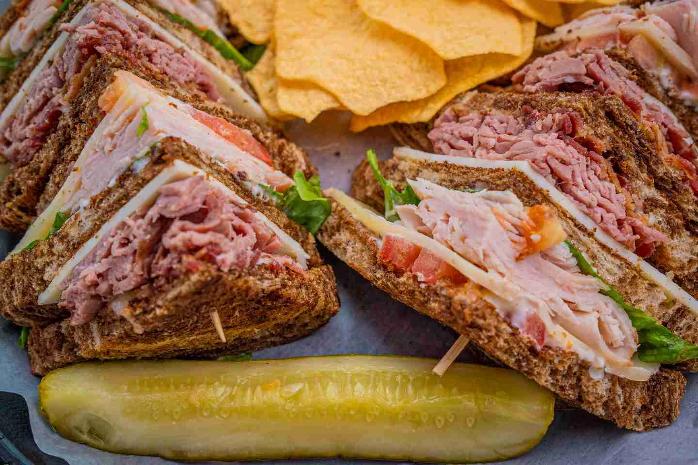A delicious club sandwich made at Stoby's