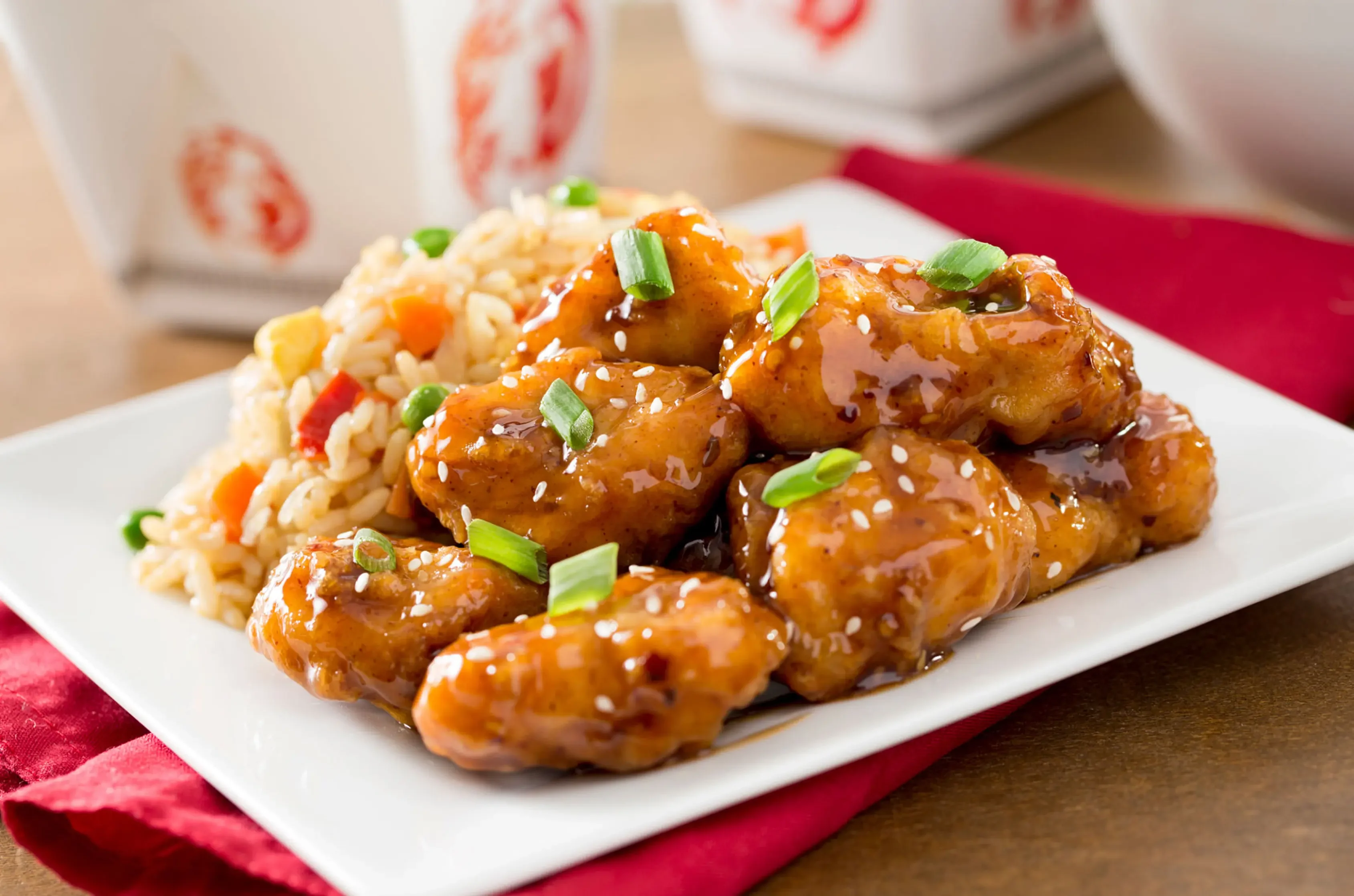 Sweet and sour chicken with fried rice
