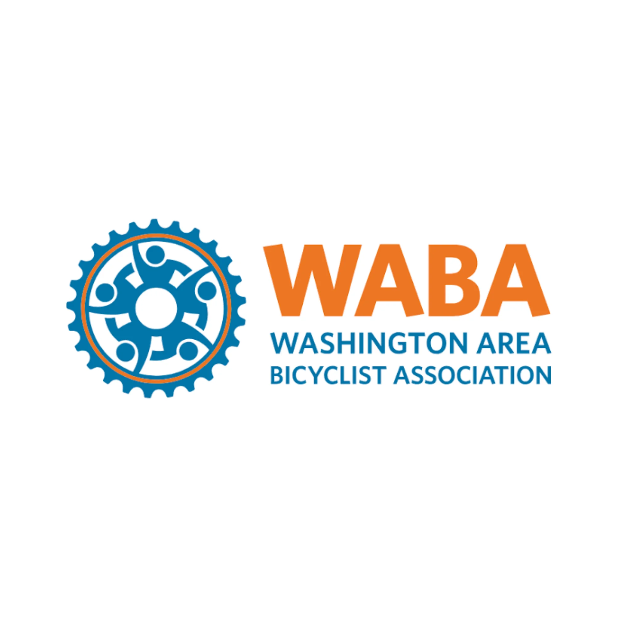 WABA Washington Area Bicyclist Association logo with blue bicycle gear emblem