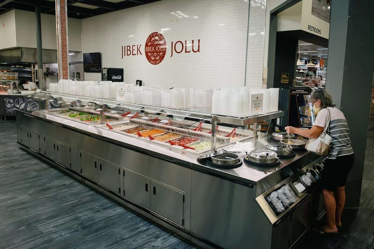 Self-serve salad bar in a modern restaurant