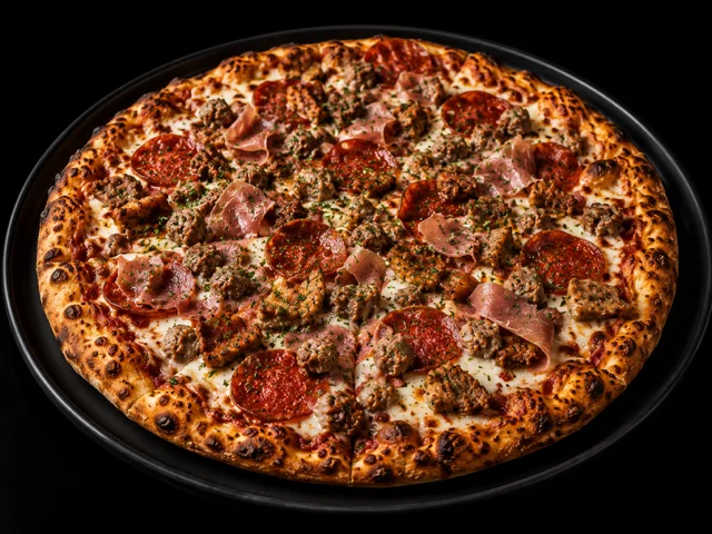 Loaded meat lover's pizza with pepperoni and sausage