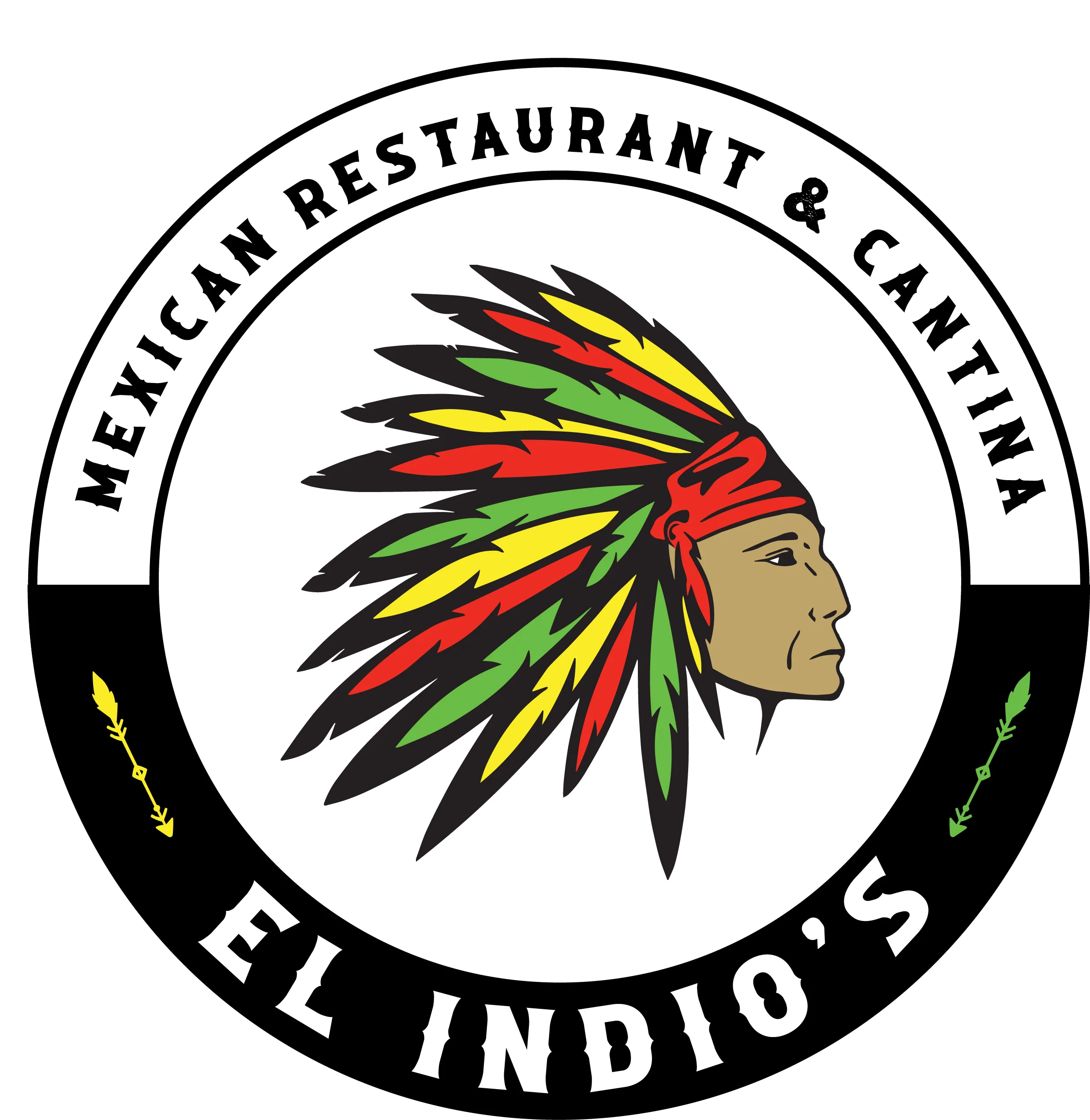 A colorful logo for a Mexican restaurant featuring a stylized Native American headdress.