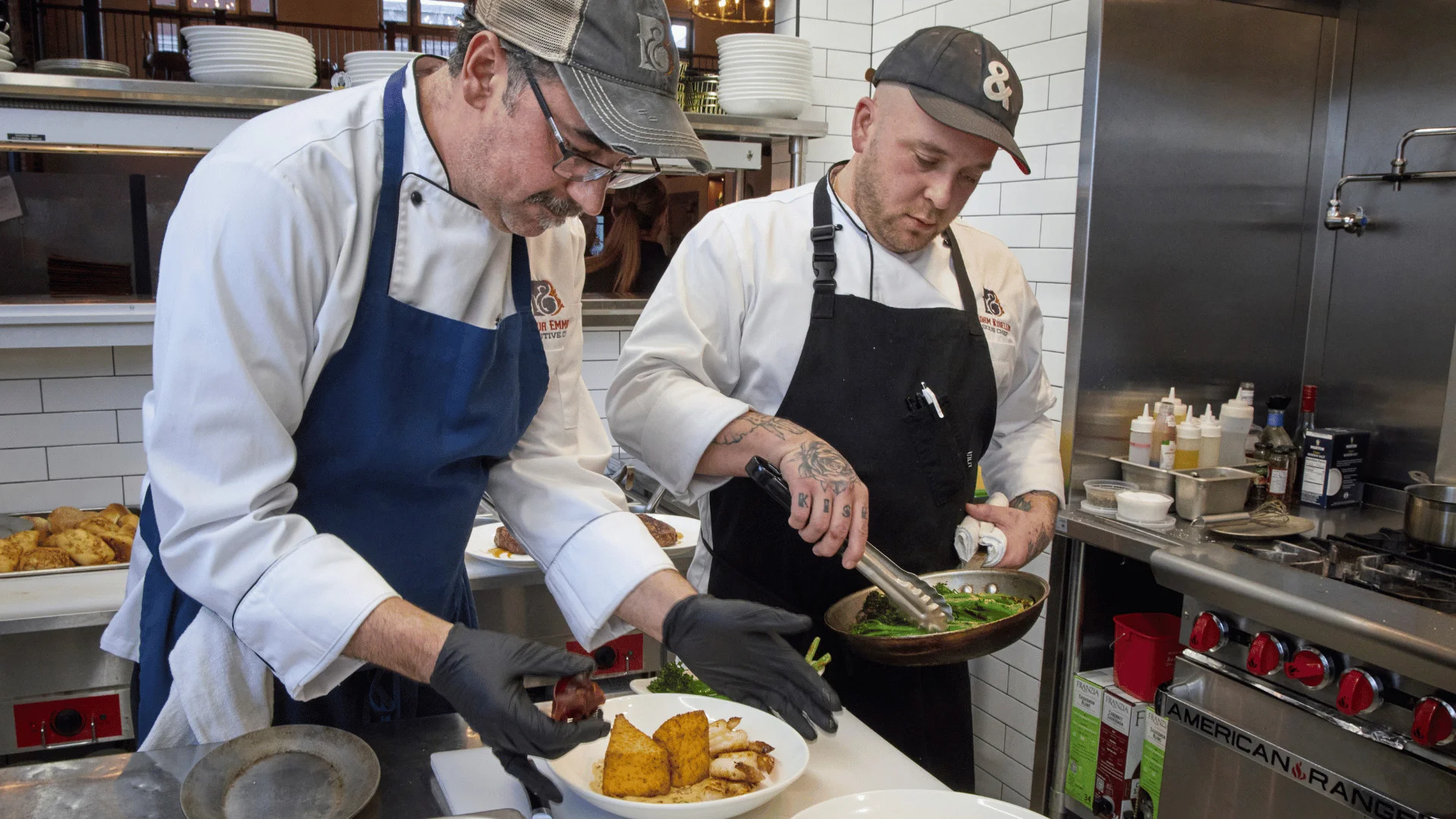 A restaurant chef preparing a dish