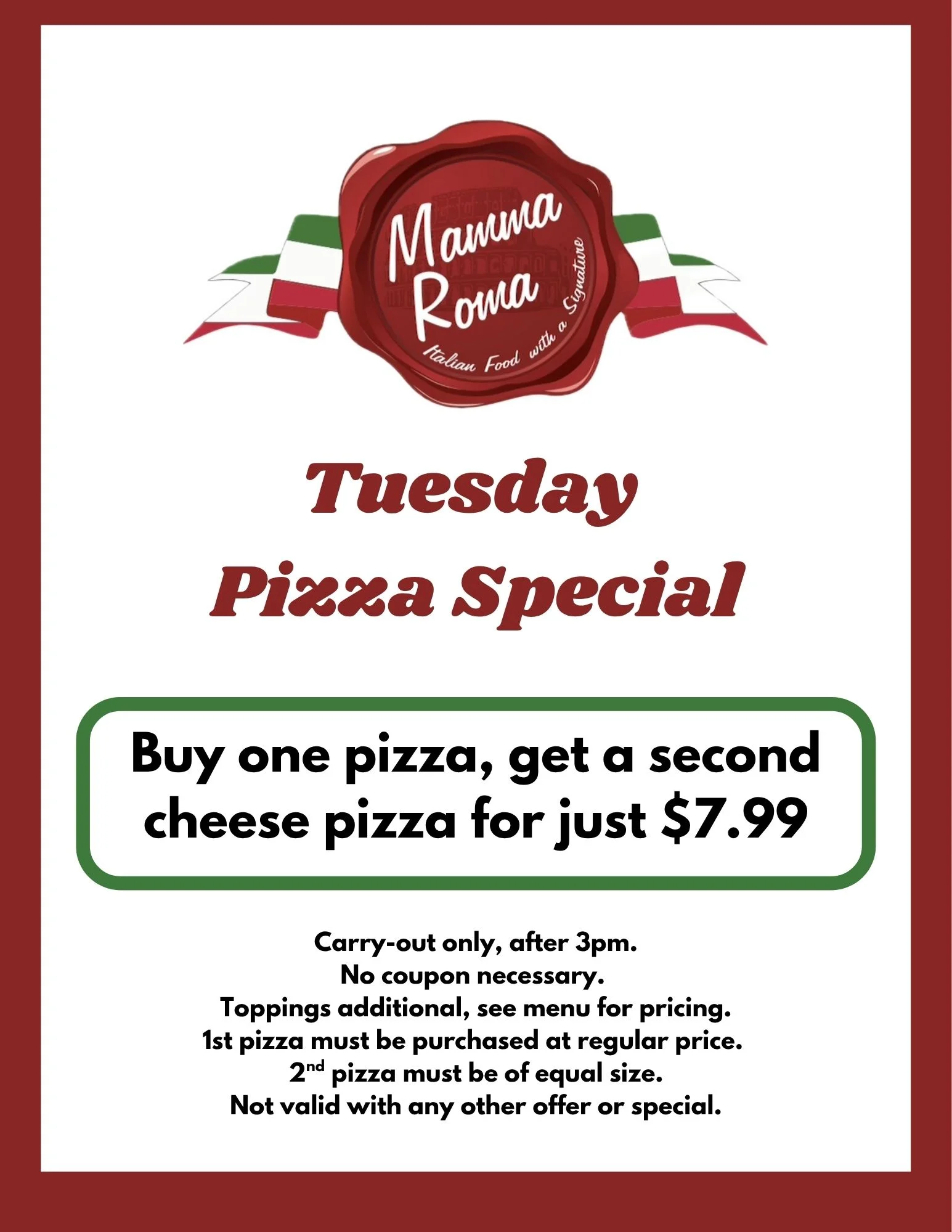 Delicious Tuesday special dish served at the restaurant.