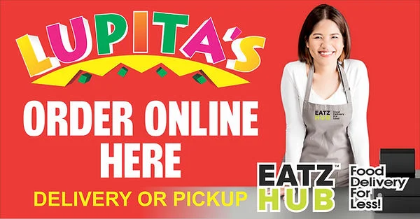 Lupita's restaurant sign promoting online ordering for delivery or pickup