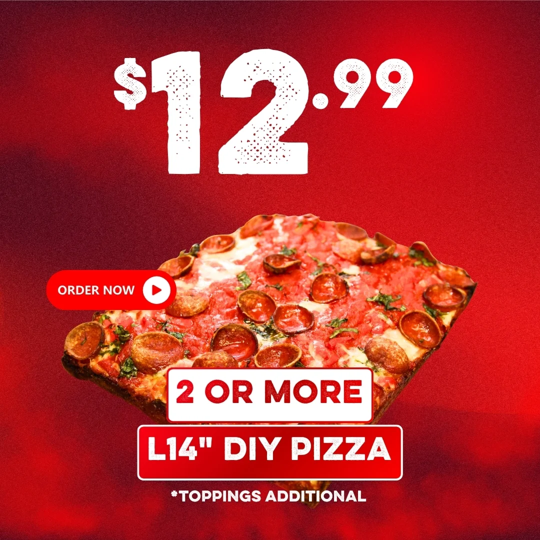 DIY pepperoni pizza on a red background