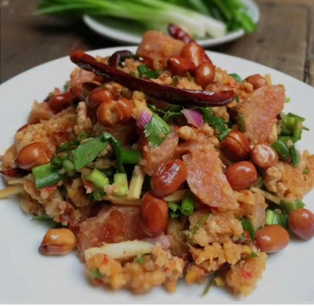 Nam Khao Todd, prepared by the ZomTum Bistro