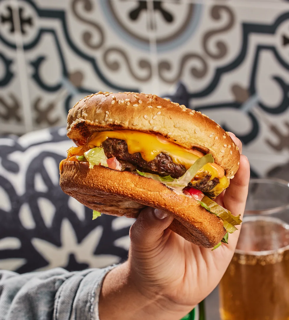 Cheeseburger with a unique Mediterranean twist