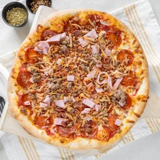 Loaded meat lover's pizza with pepperoni and sausage