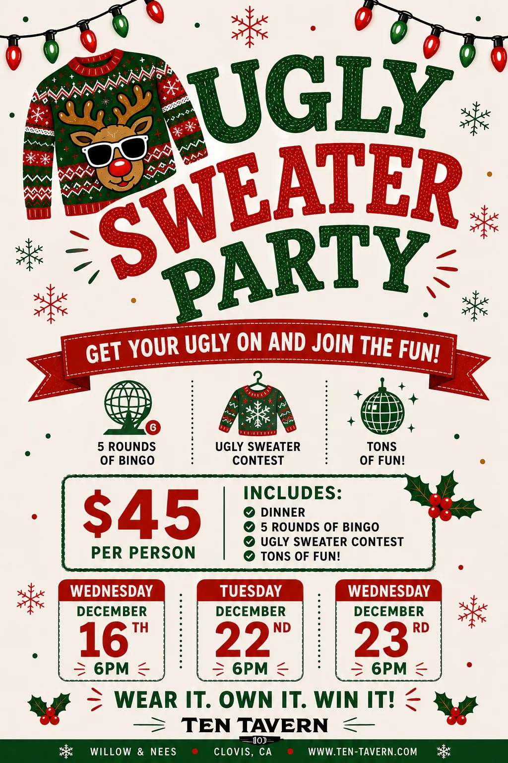 Ugly Sweater Bingo Night