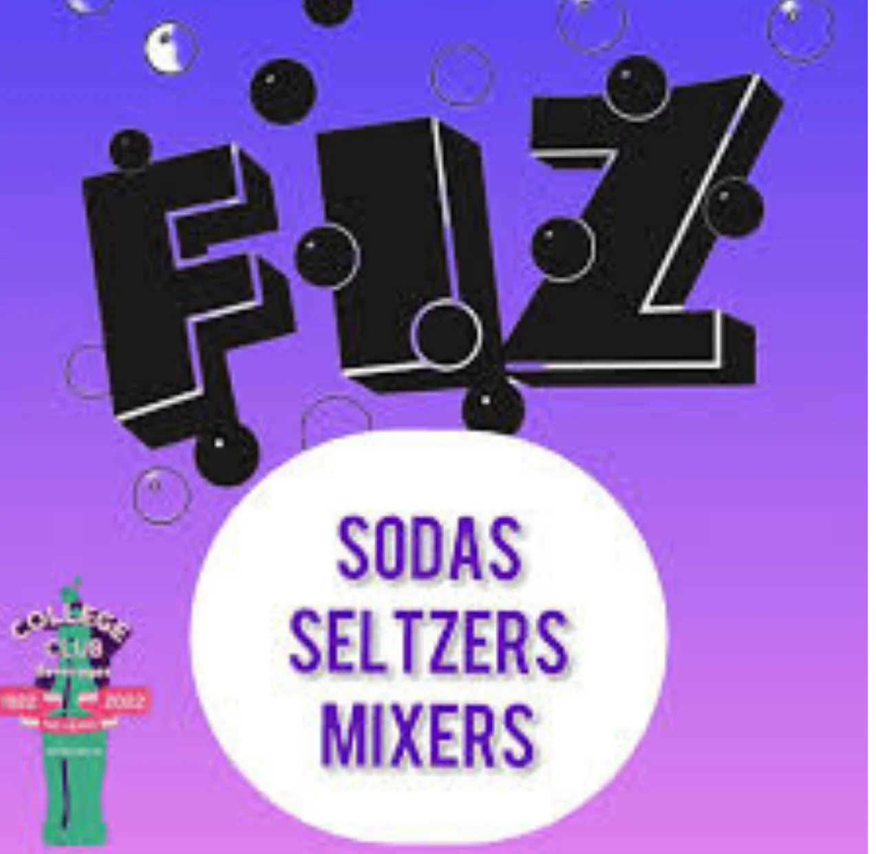 Colorful graphic for fizzy drinks: sodas, seltzers, mixers