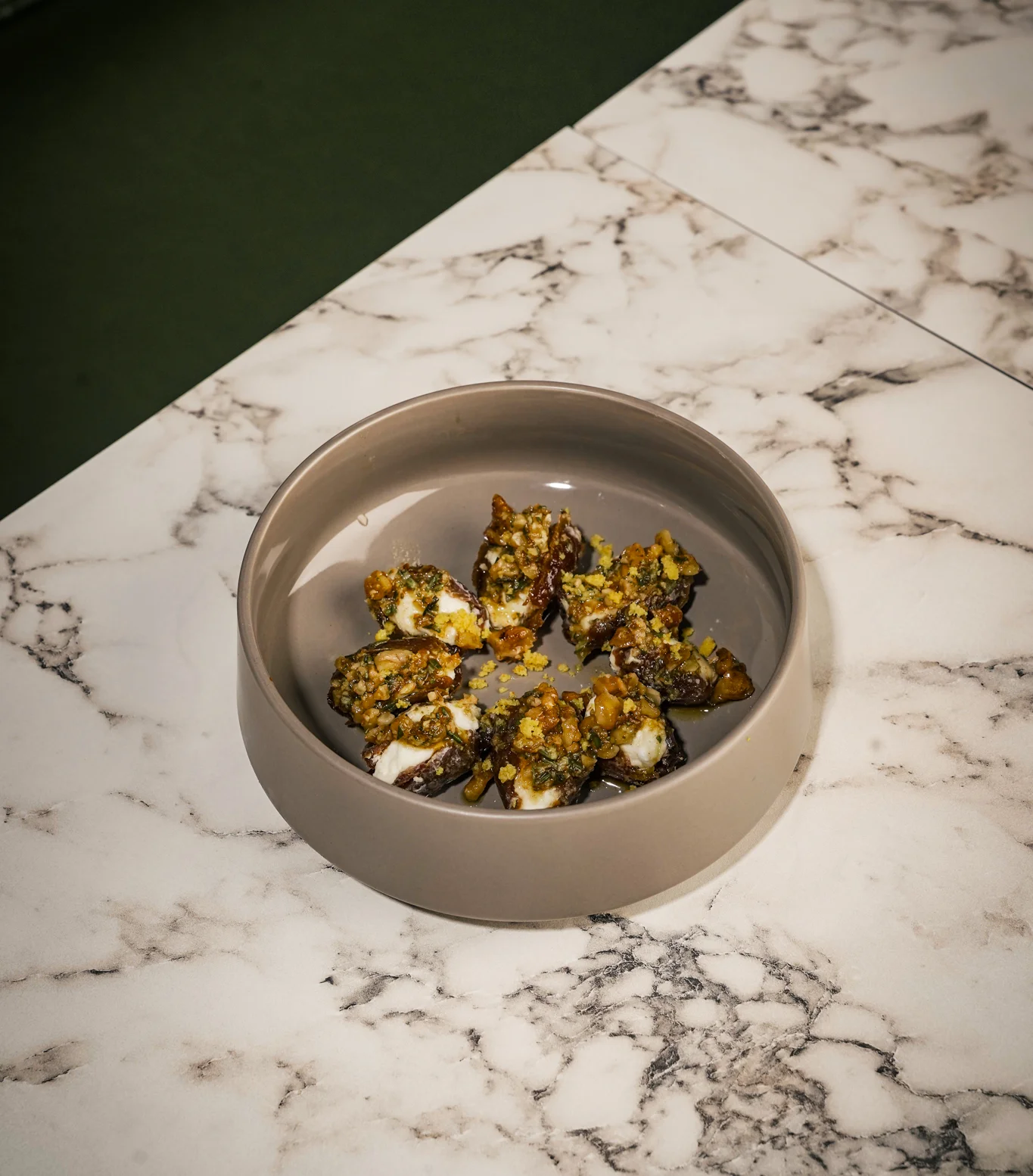 Middle Eastern stuffed dates with nuts and cream