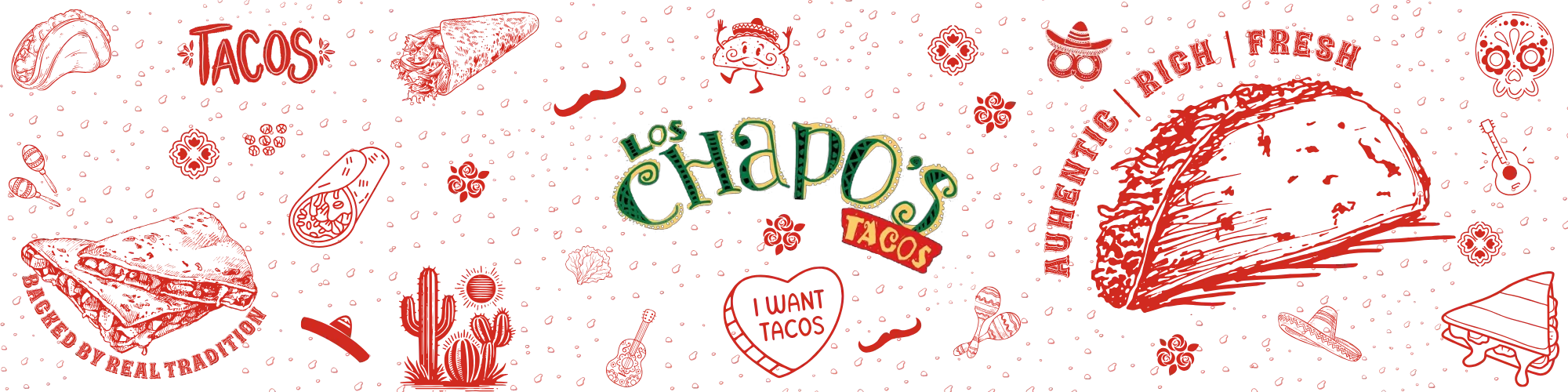 Colorful taco-themed design with vibrant illustrations