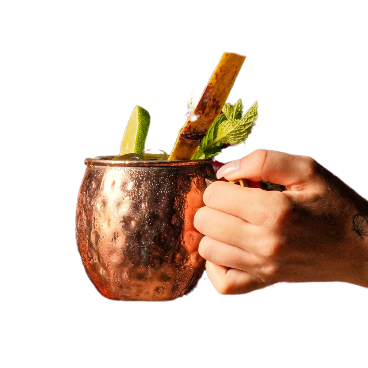 Refreshing Moscow mule served in a copper mug