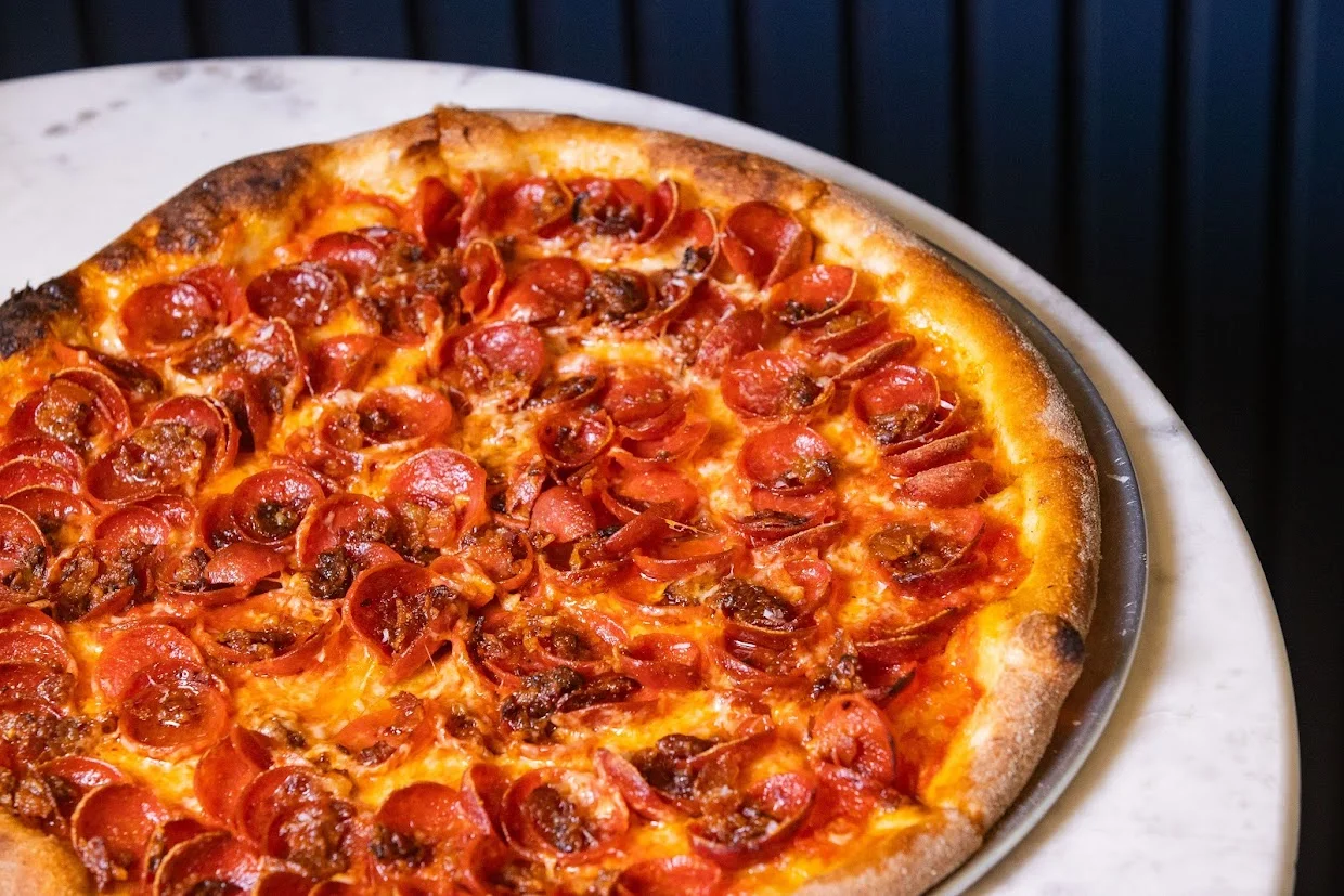 Pepperoni pizza with a crispy crust