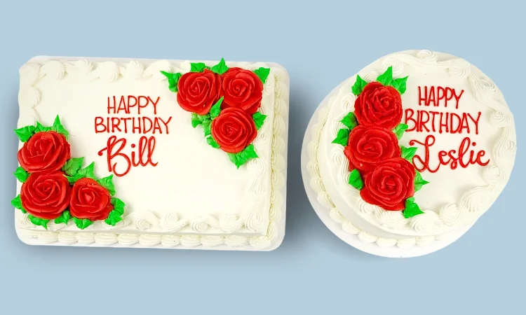 Two beautifully decorated birthday cakes with roses
