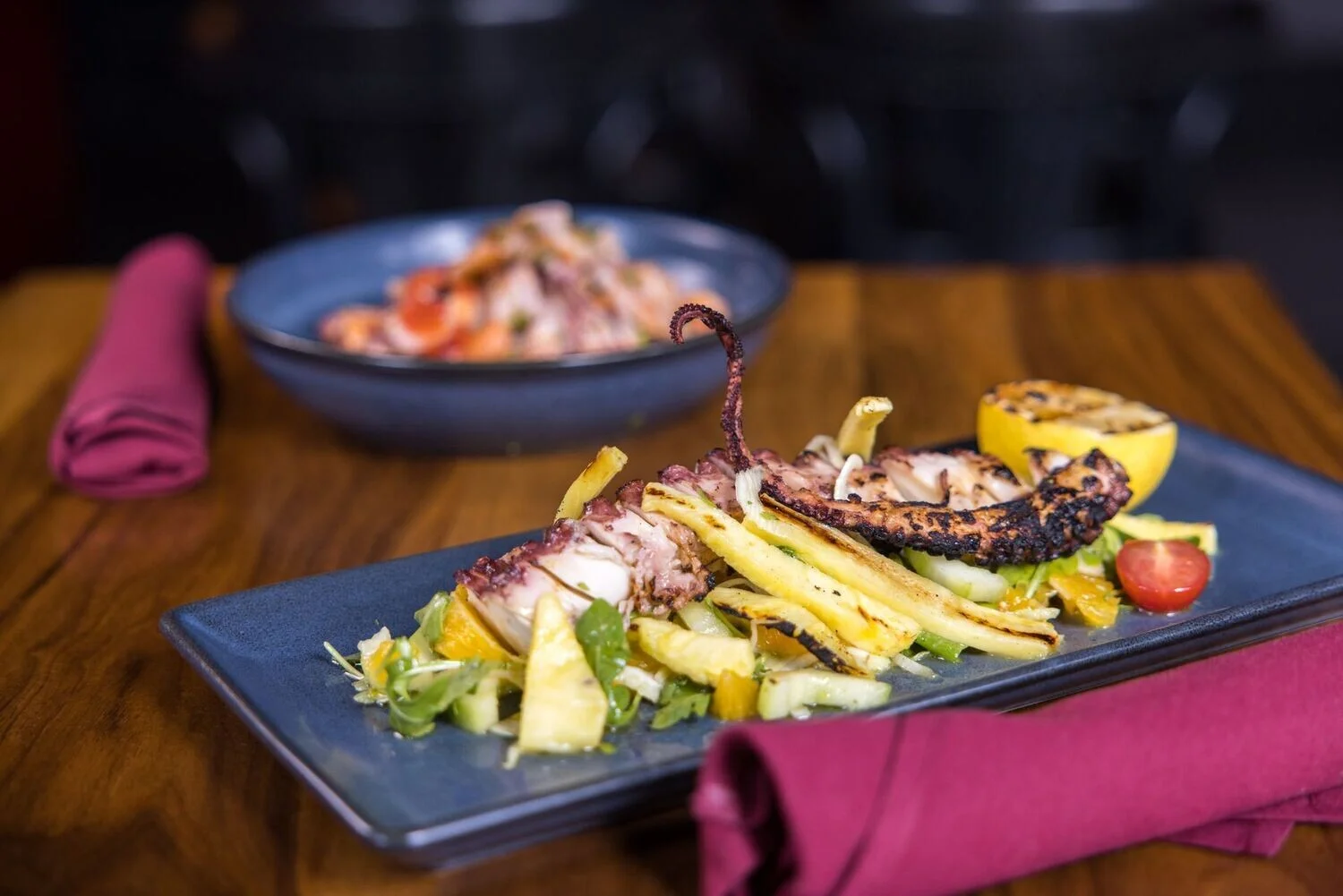 Grilled octopus with citrus salad, a Mediterranean delicacy