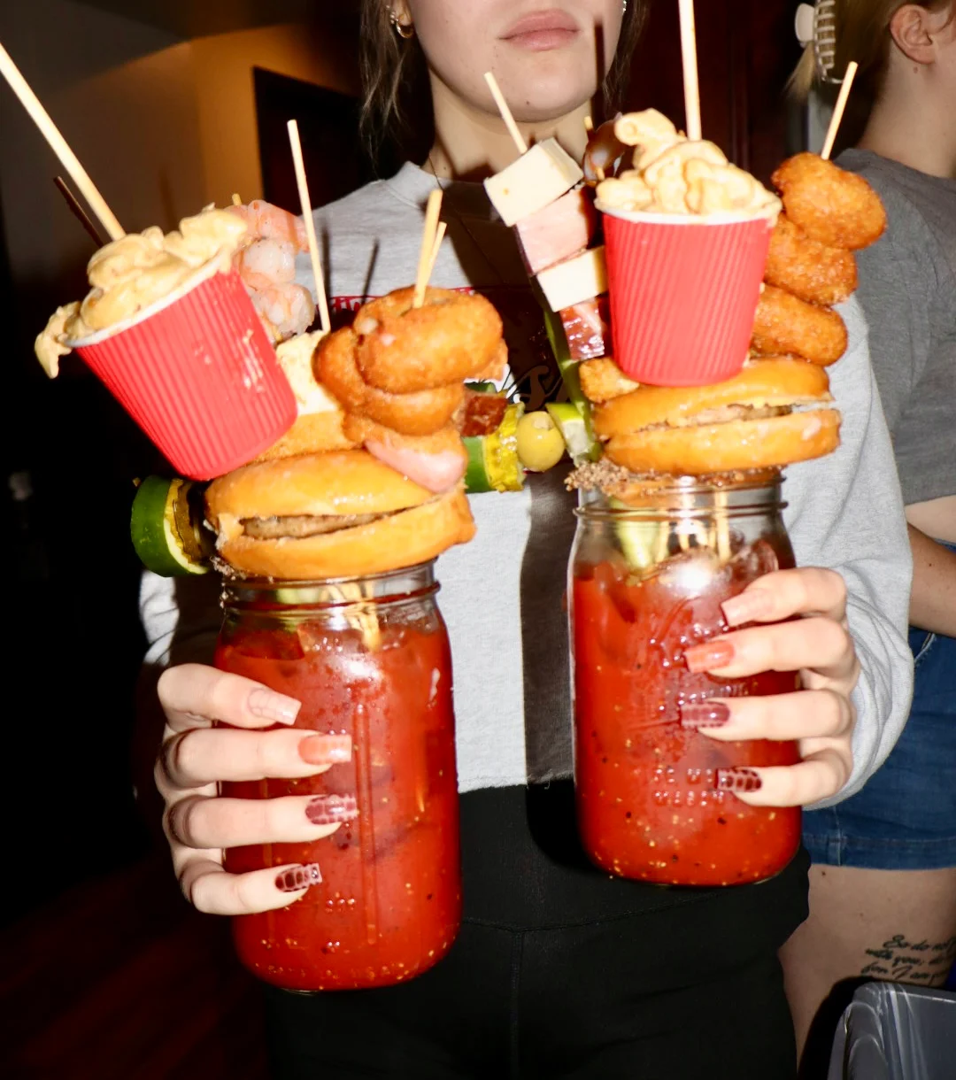 Loaded Bloody Mary with unique garnishes