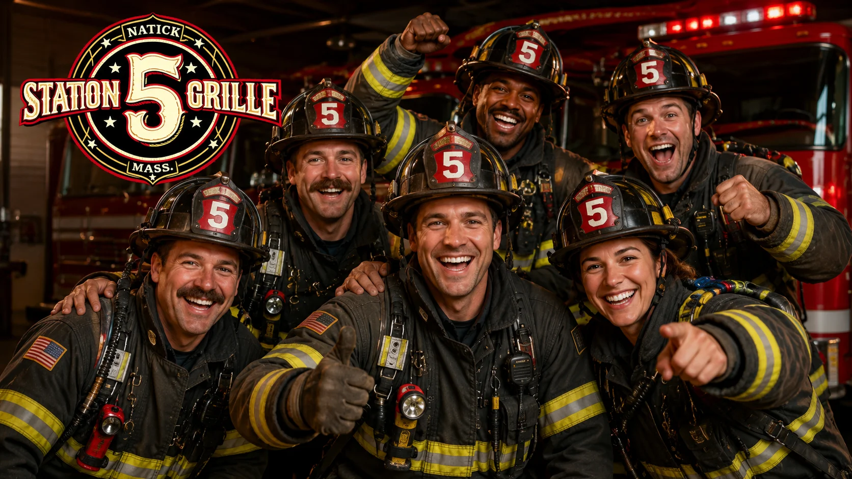 Family enjoying breakfast at Station 5 Grille with pancakes and coffee