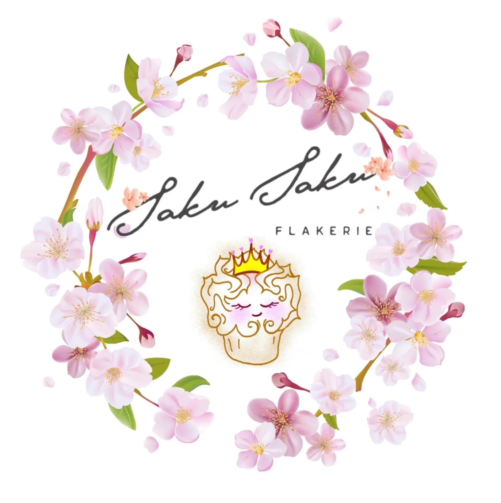 Logo of Saku Saku Flakerie with floral design