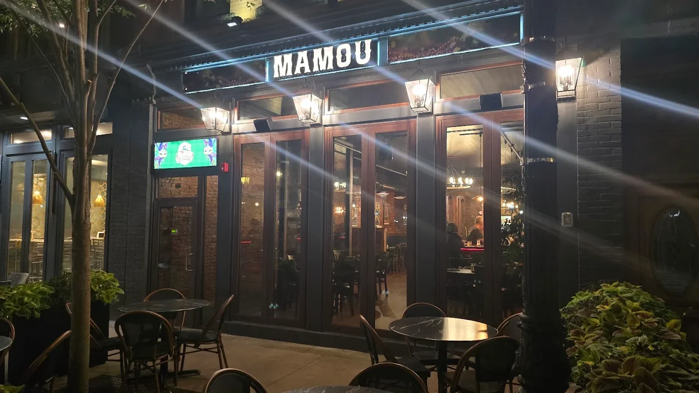 Charming restaurant exterior with warm lighting and inviting ambiance