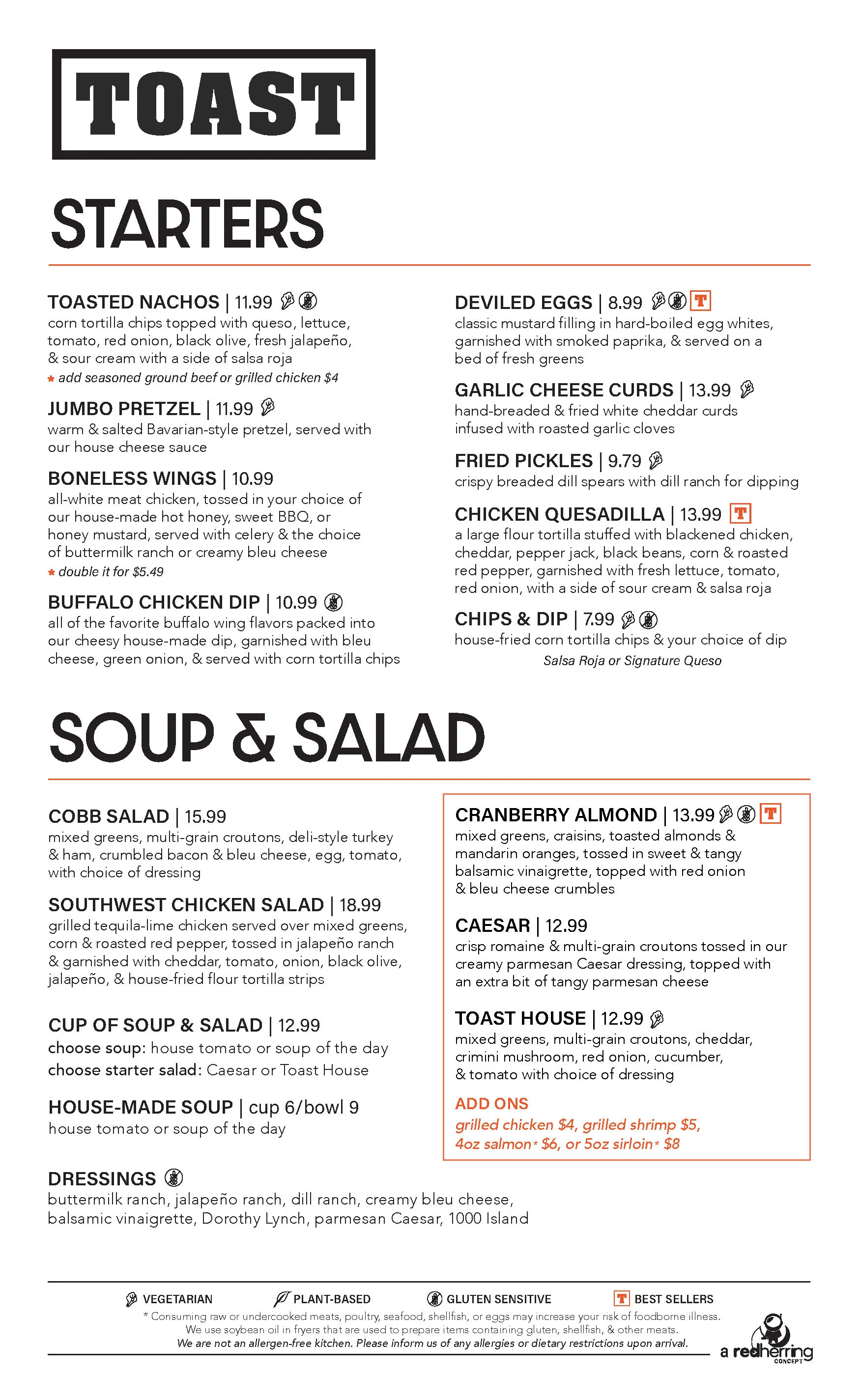 From hearty sandwiches and fresh salads to warm entrees and homestyle favorites, Toast's lunch and dinner menu is full of dishes to satisfy every appetite. 