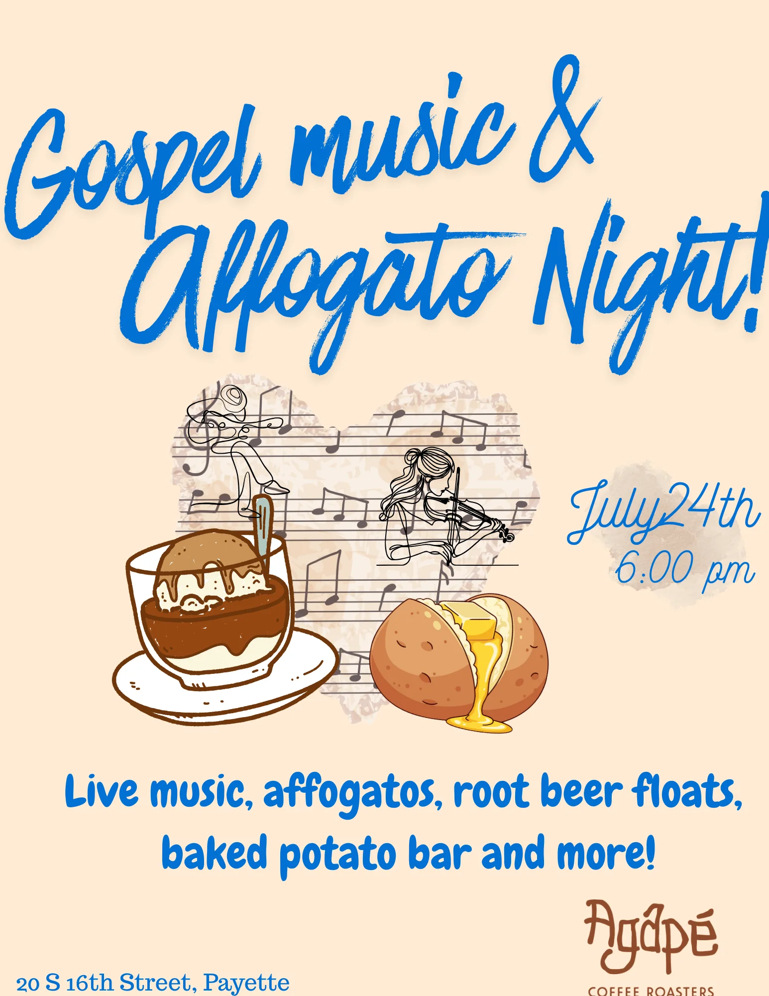 Gospel music and affogato night at a cozy café