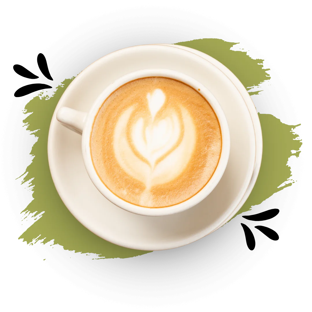 Artisan latte with beautiful leaf design