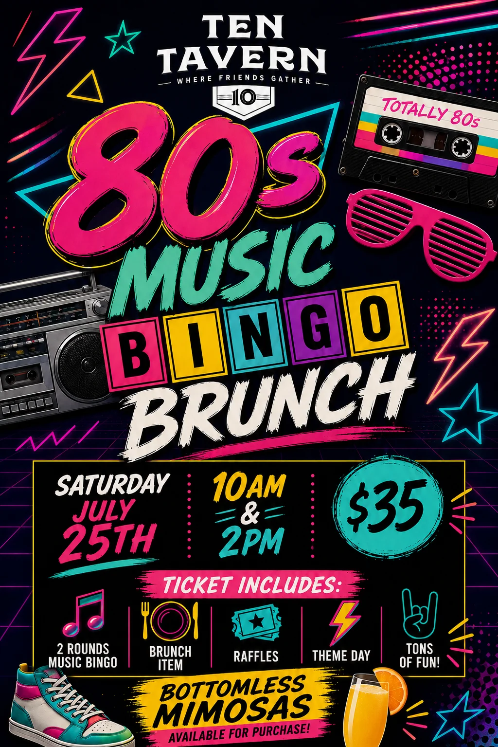 80s Themed Music Bingo Brunch