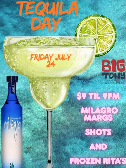 Monday night special with pizza slices and draft beer at Big Tony's