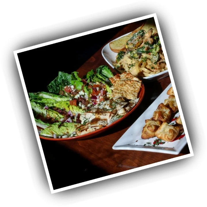Hearts on Fire salad, Brie Kisses appetizer and Teriyaki Chicken Fettuccine pasta
