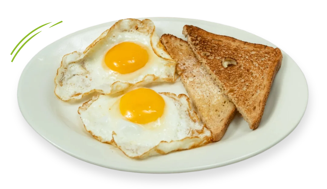 Classic American breakfast with eggs and bacon