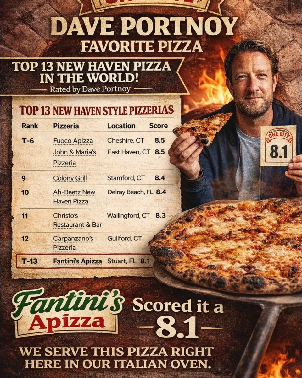 New Haven-style pizza served from a traditional Italian oven