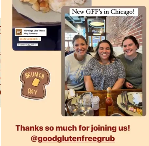 Friends enjoying brunch at a cozy Chicago cafe