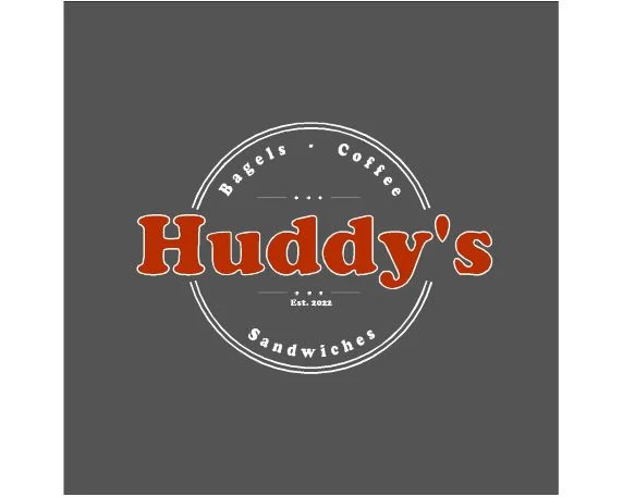 A logo featuring the name 'Huddy's' along with the text 'Bagels, Coffee, Sandwiches' in a circular design.