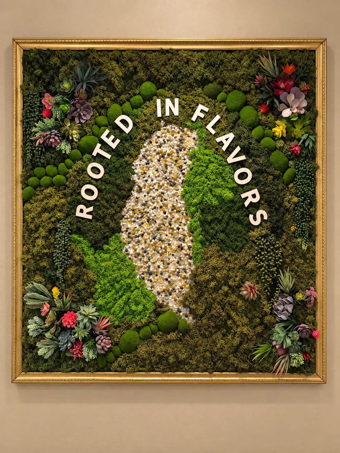 Decorative wall art featuring lush greenery and floral elements