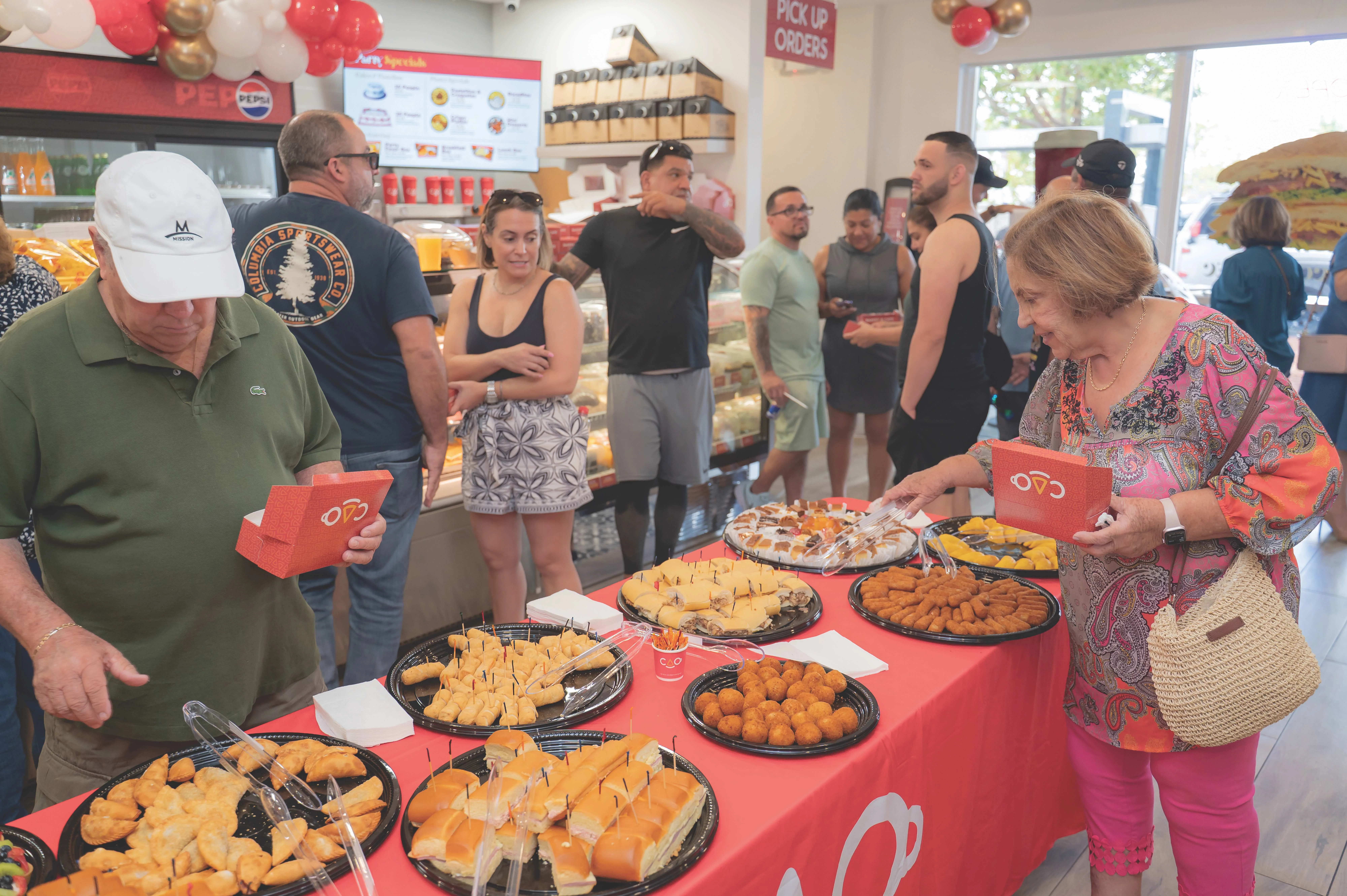 Catering spread with assorted Latin appetizers at a festive event
