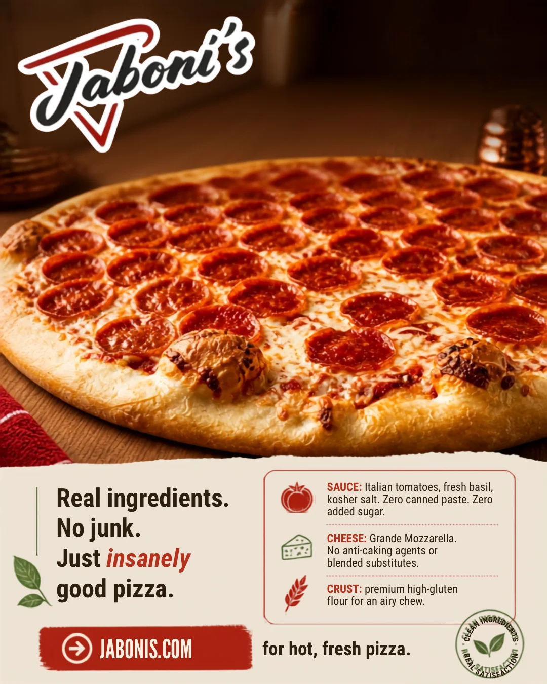 Pepperoni pizza with a crispy crust and fresh ingredients