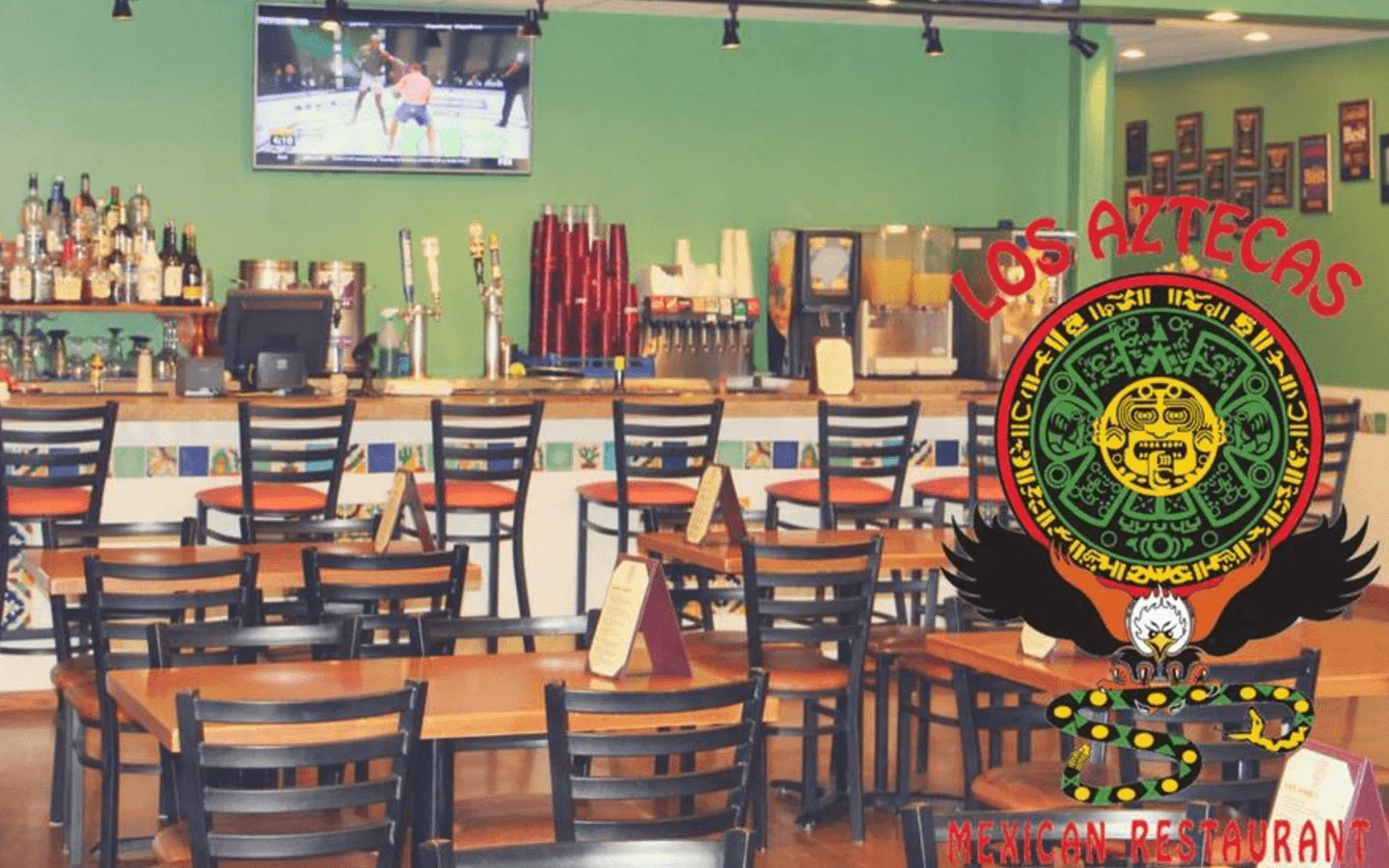 Cozy Mexican restaurant interior with bar and seating