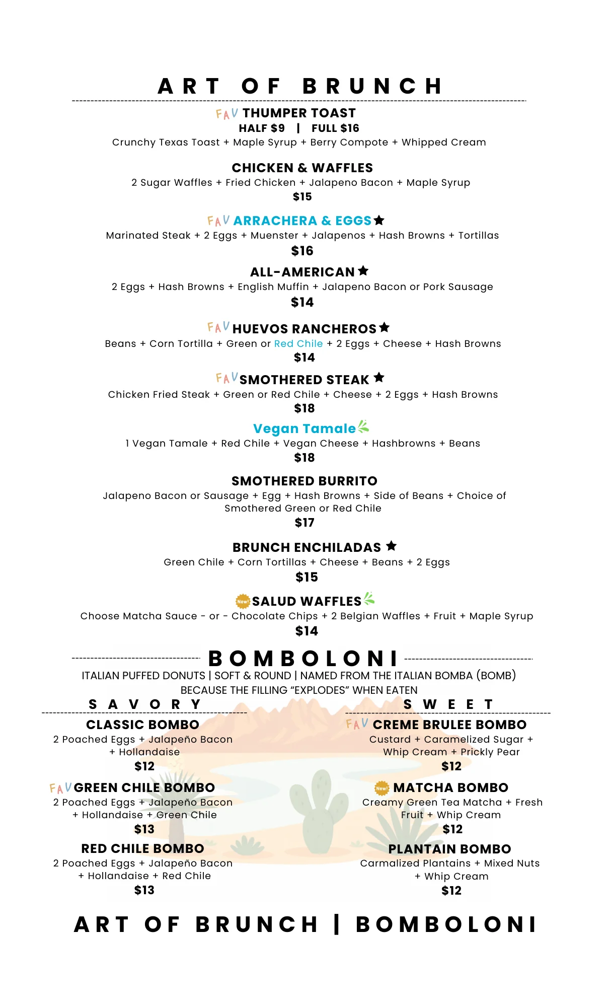 Salud Brunch Menu 2026