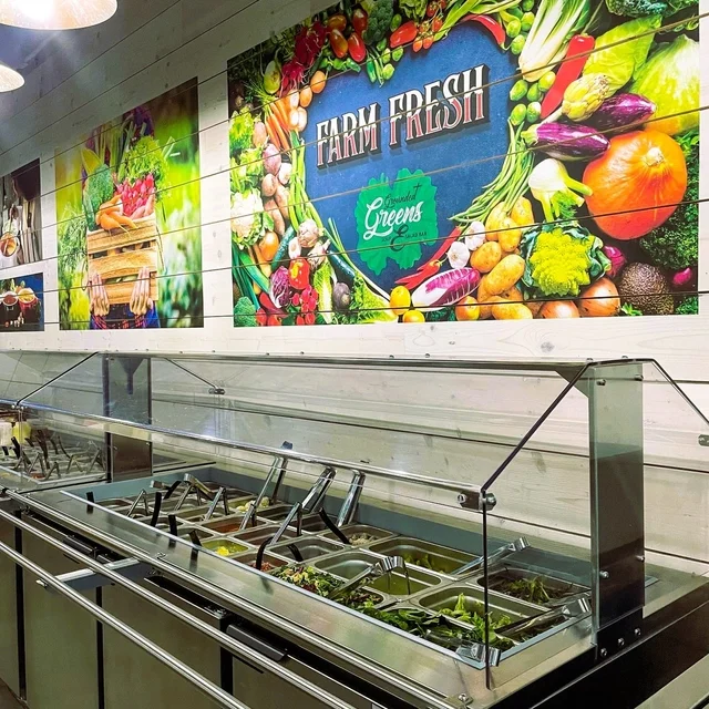 Fresh salad bar with vibrant vegetables and healthy options