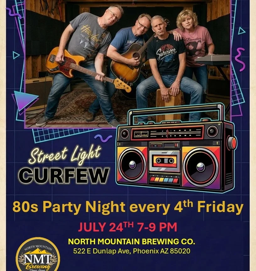Live band performing at 80s party night event