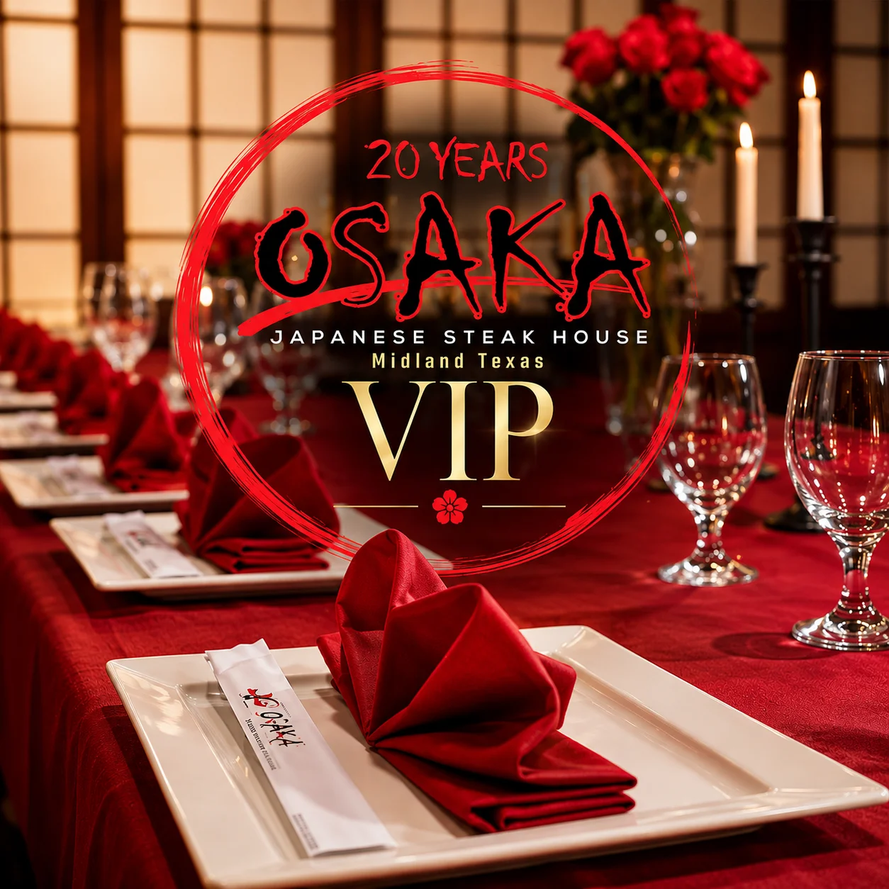 Elegant Japanese steakhouse dining setup for a special occasion