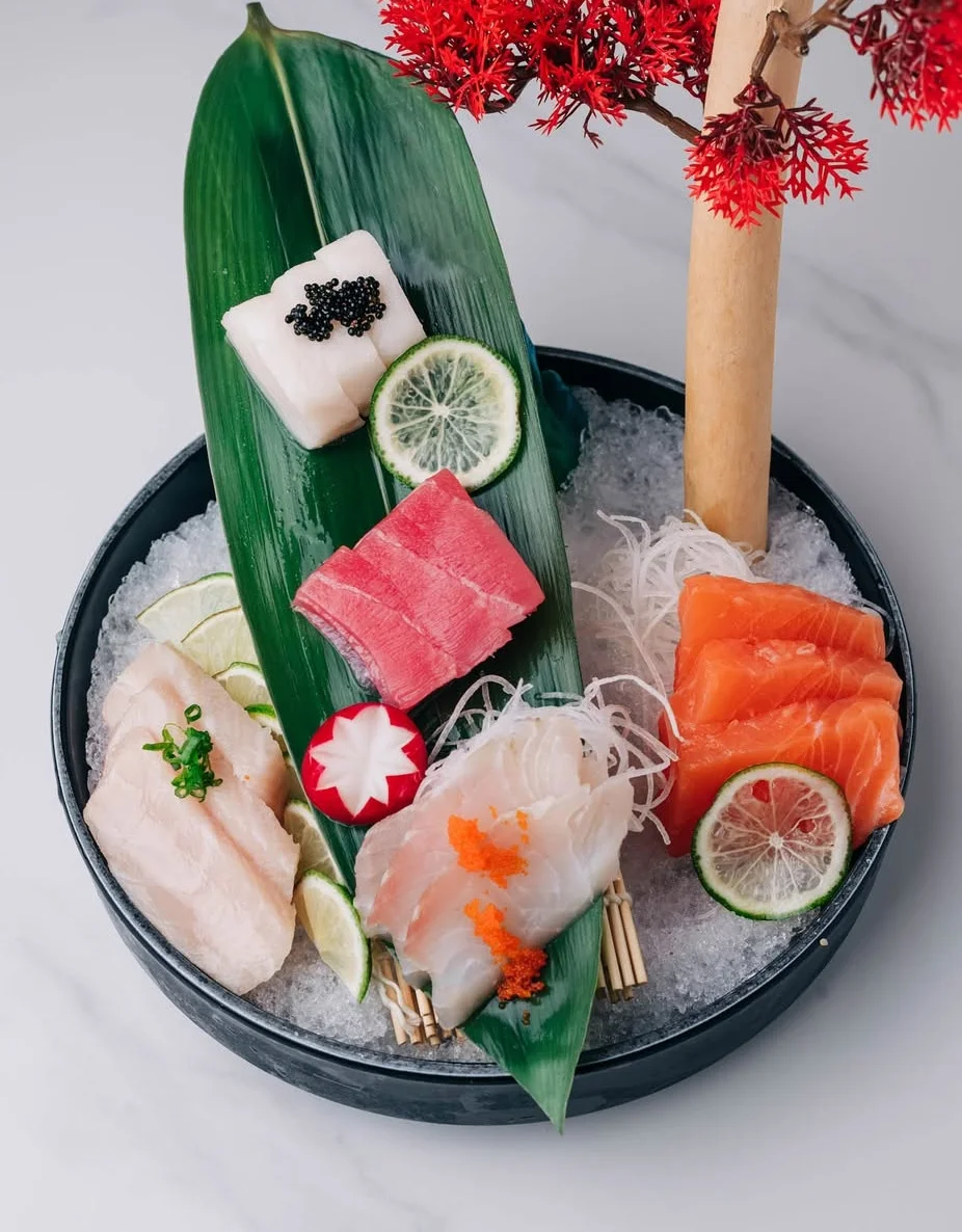 Japanese sashimi platter with assorted fresh fish