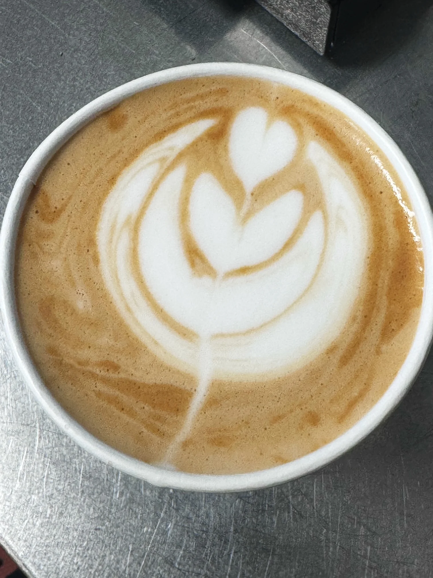 Artfully crafted latte with heart design